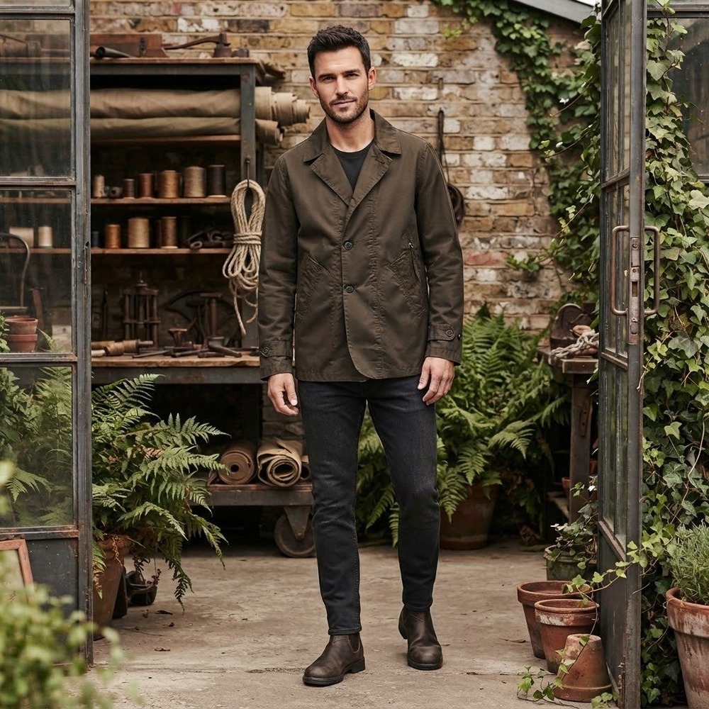 Jack & Jones Trenchcoat Men Size L Brown Orlando Bloom Forest Jacket New
